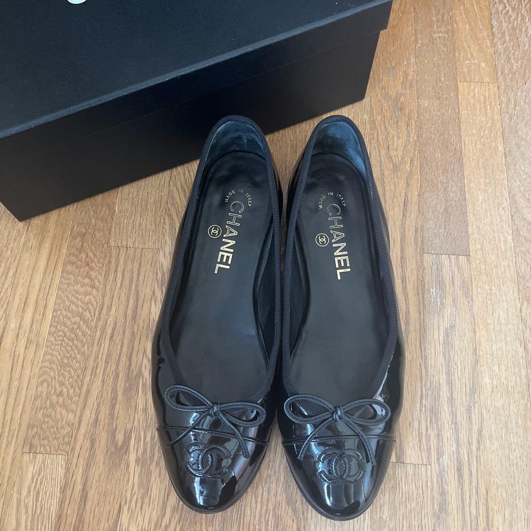CHANELシャネル フラットシューズ　 バレリーナ　パテントカーフスキン