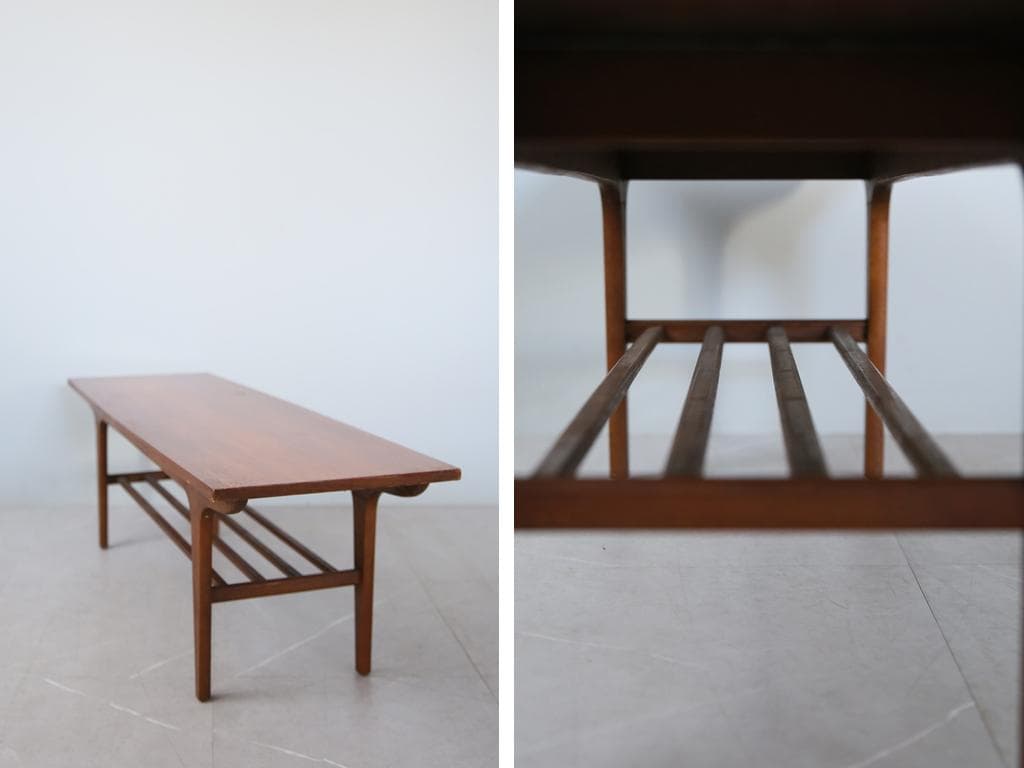 英国アンティークチーク古木コーヒーテーブル/木製机/ローテーブル(91-101)