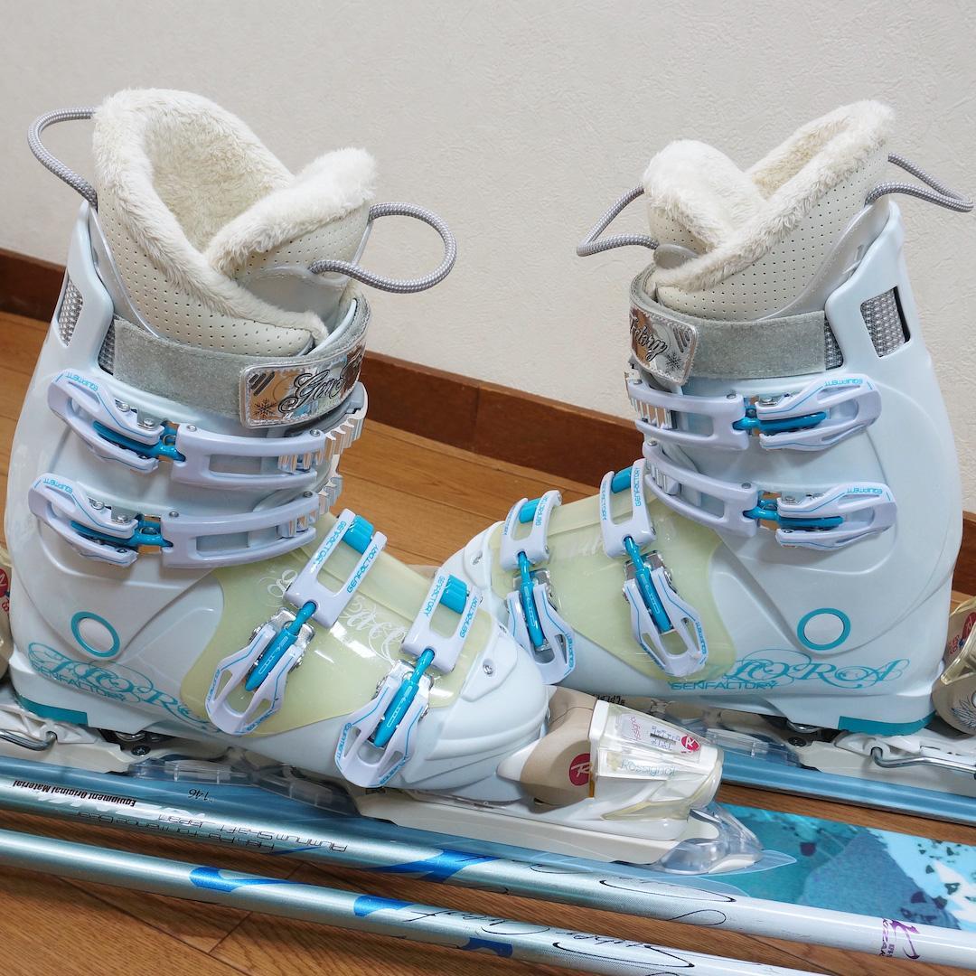メンテ済 146cm 靴25～25.5cm ROSSIGNOL スキーセット
