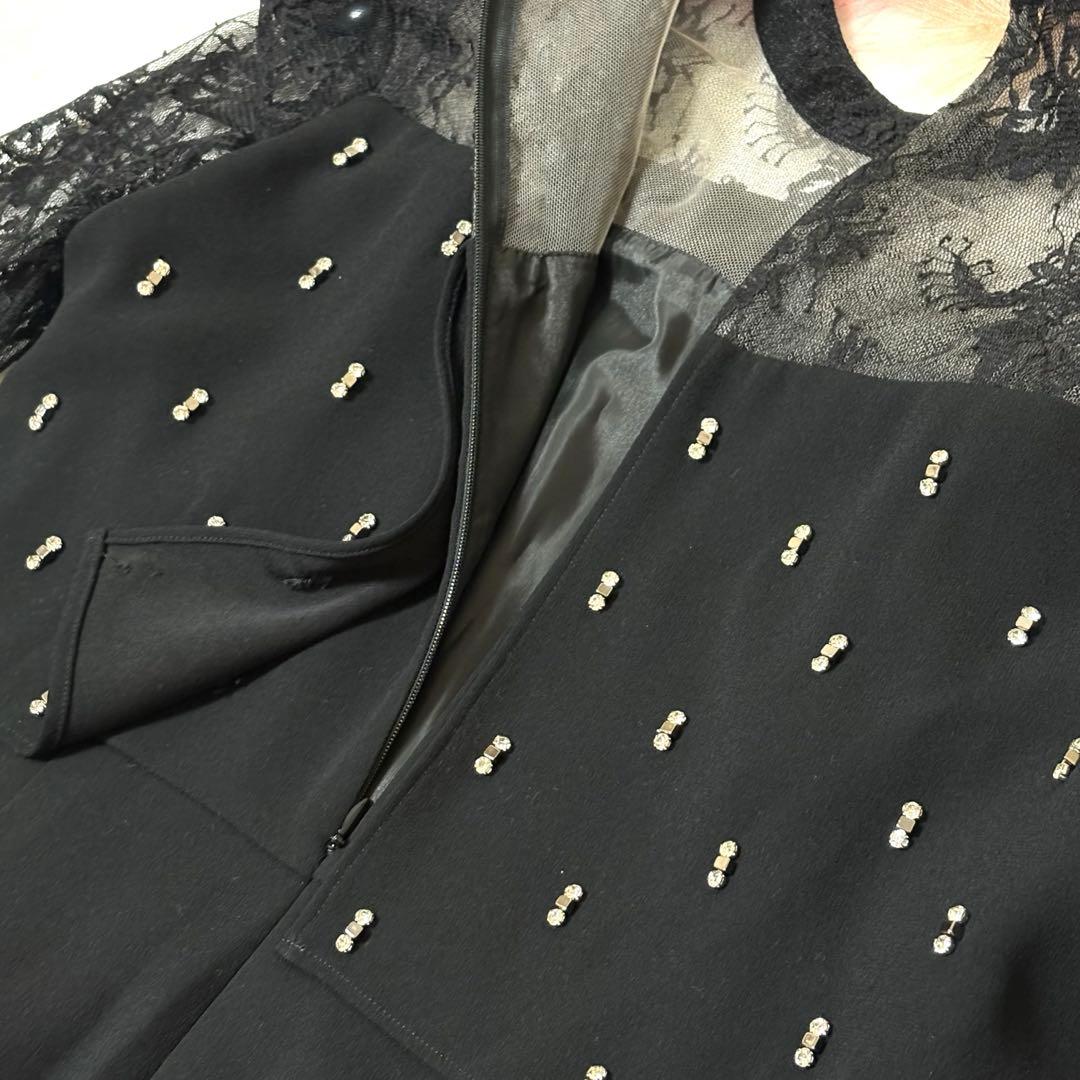 美品◆Diagramダイアグラム　刺繍ワイドサロペット　ブラック　オールインワン