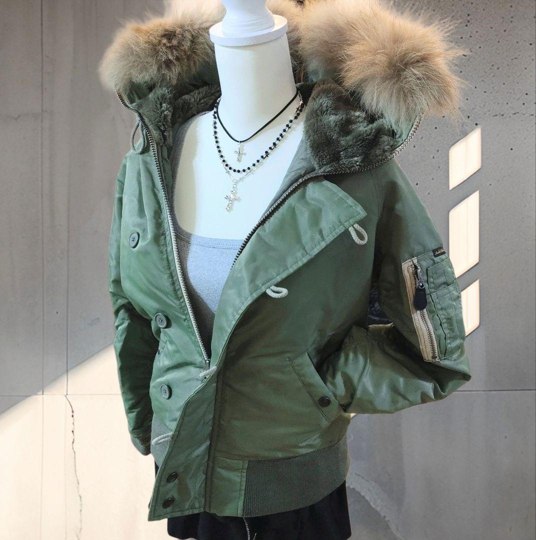 希少 Y2K 00s N2B AVIREX ファー付ジャケット 短丈 ギャル