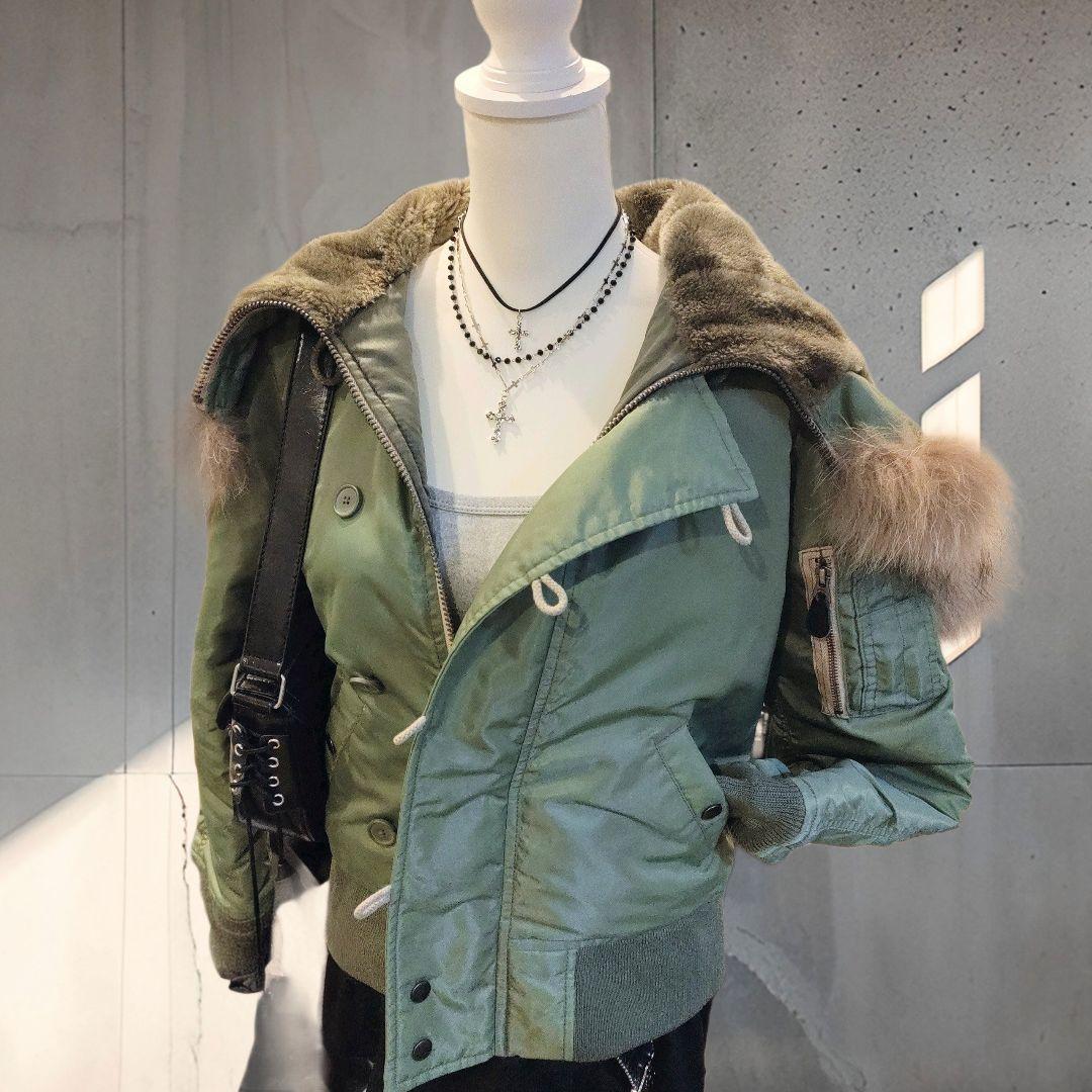 希少 Y2K 00s N2B AVIREX ファー付ジャケット 短丈 ギャル