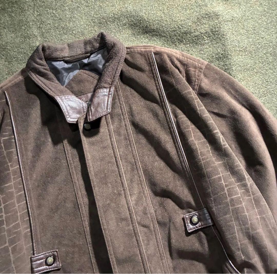 90s vintage フェイクベロア　ジップ　スウィングトップジャケット　L