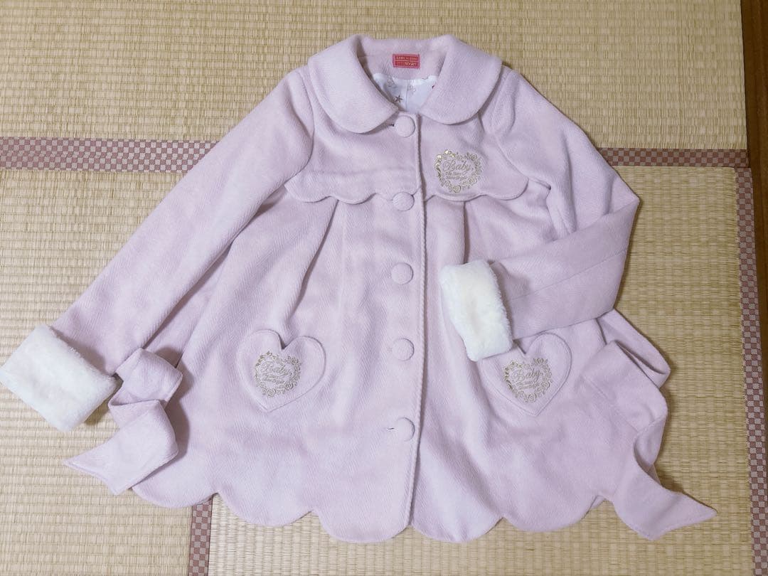 babyスカラップコート　ベビーピンク