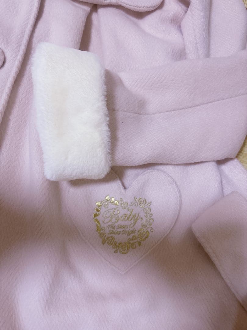 babyスカラップコート　ベビーピンク