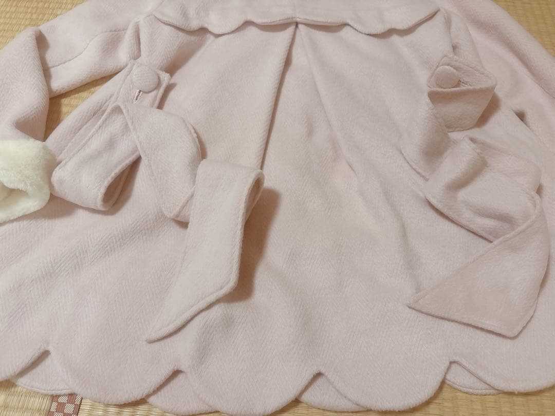 babyスカラップコート　ベビーピンク