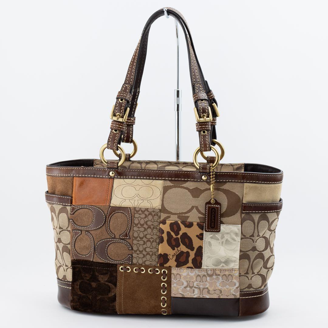 A144【美品】COACH／コーチ　トートバッグ　シグネチャー　パッチワーク