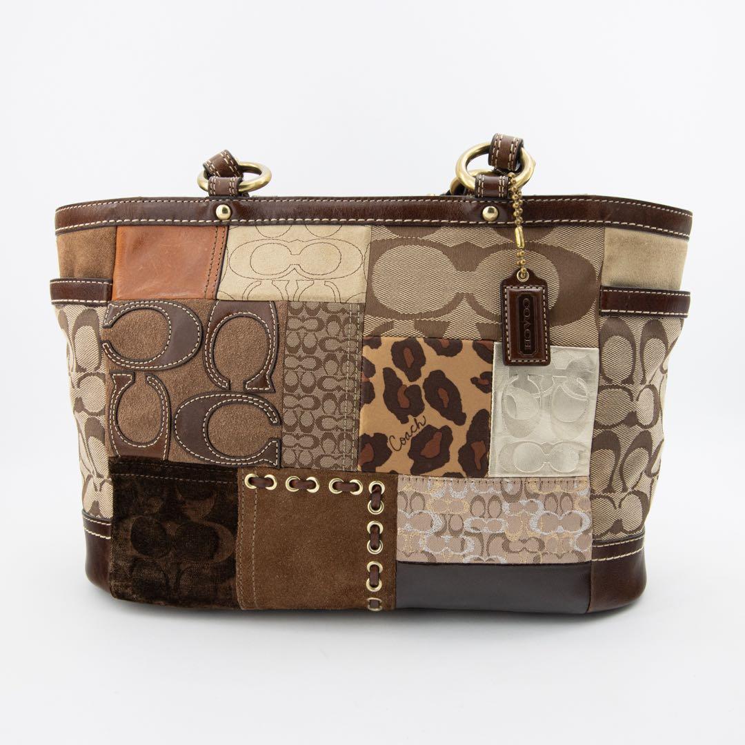 A144【美品】COACH／コーチ　トートバッグ　シグネチャー　パッチワーク