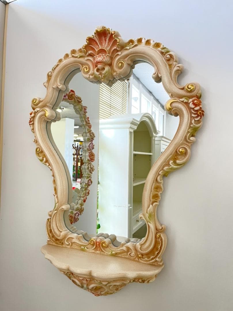 ロココ調　ミラー　鏡　ロココ　プリンセス　コンソール付き　ヨーロピアン　輸入