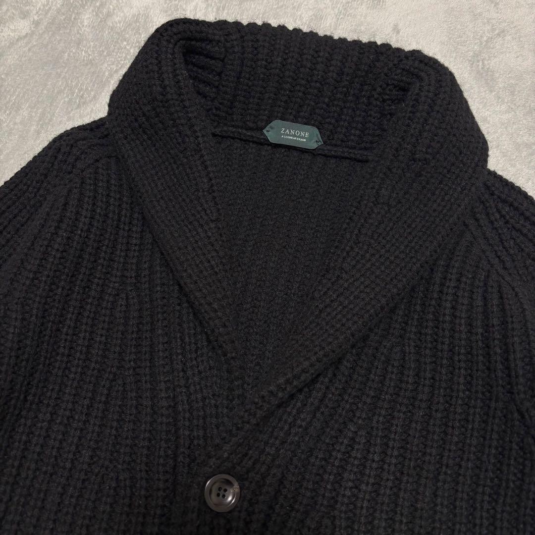 美品✨ZANONE 5ゲージウールフィッシャーマン リブショールカラーニット L