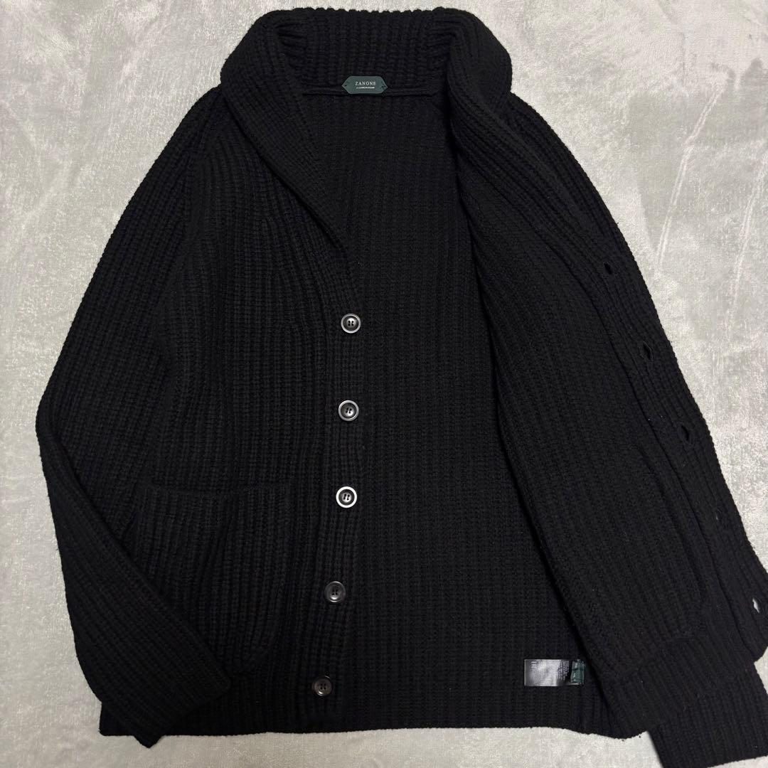 美品✨ZANONE 5ゲージウールフィッシャーマン リブショールカラーニット L