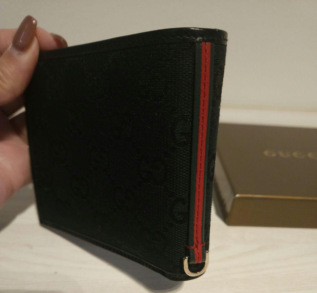 GUCCI【極美品✨未使用】 GGキャンバス×シェリーライン　 2つ折り財布