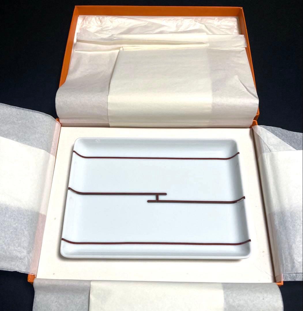 HERMES エルメス スクエアプレート リズム 赤 皿 袋付き ☘️未使用☘️