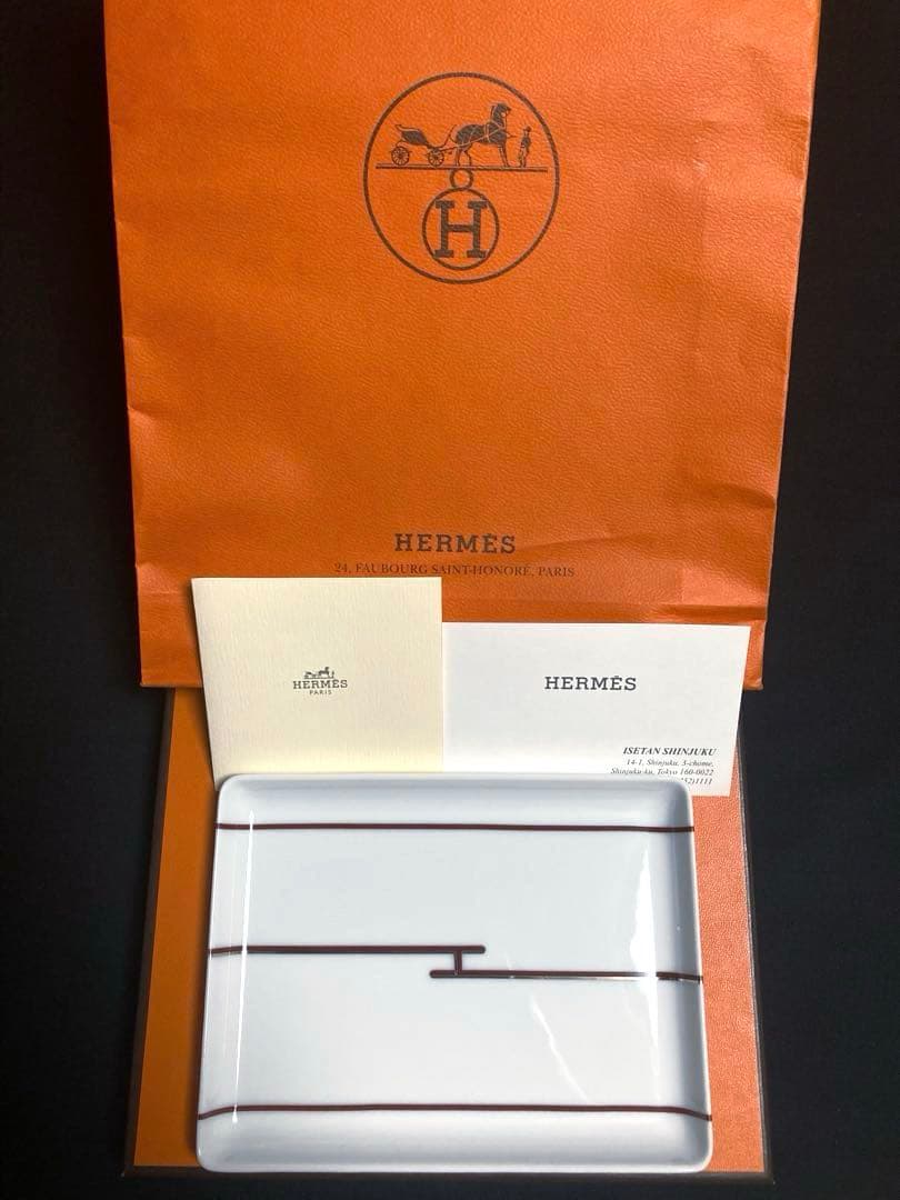 HERMES エルメス スクエアプレート リズム 赤 皿 袋付き ☘️未使用☘️