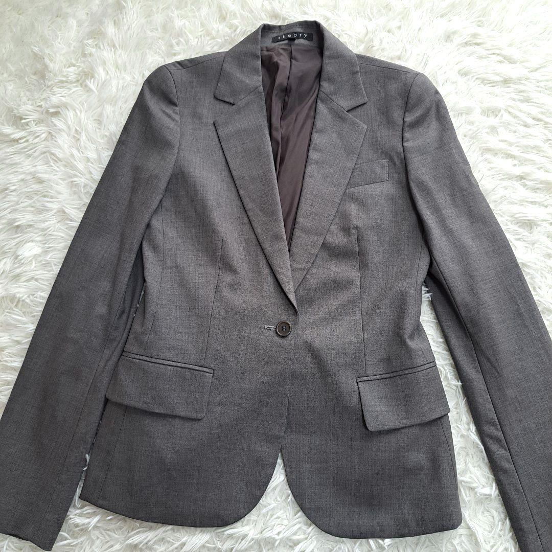 【美品】【Theory】３ピース　パンツスカート　セットアップ　スーツ　グレー