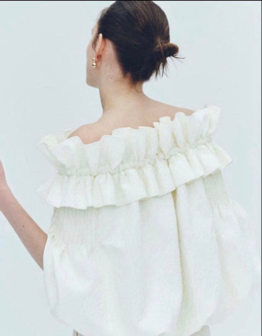 トップス L'AUBE BLANC Raffle balloon cape Blouse