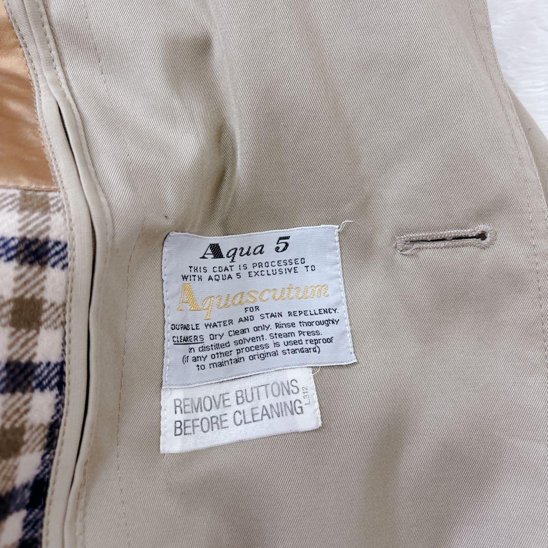 美品　着丈111 アクアスキュータム　トレンチコート　ライナー付き　チェック　L