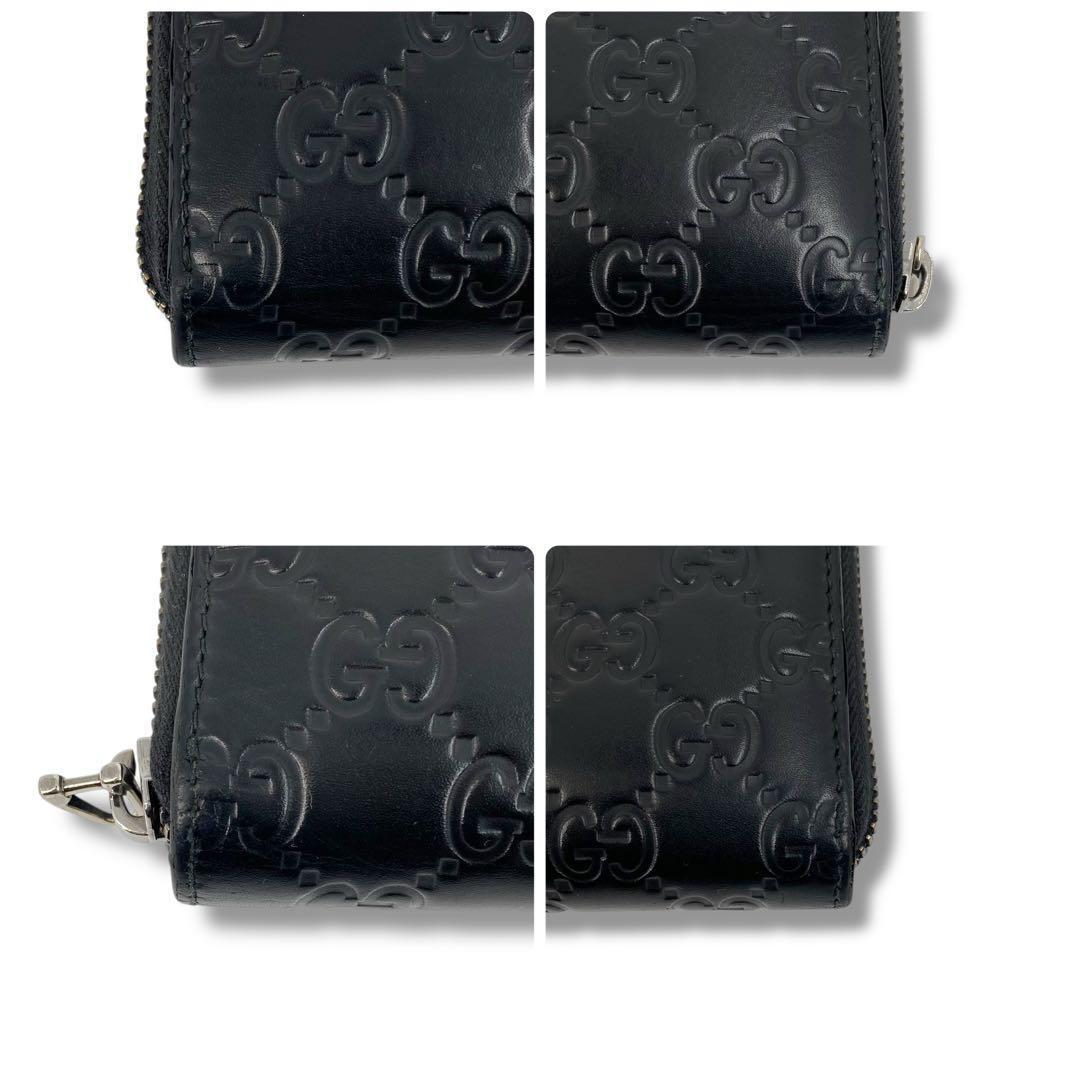 美品 GUCCI グッチシマ レザー ラウンドファスナー 長財布 ブラック