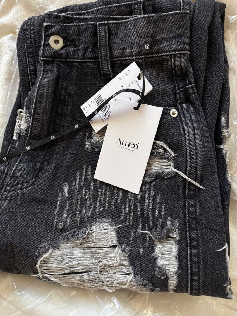 パンツ AMERI UND HARD DAMAGE LOOSE DENIM