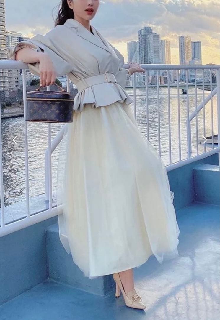 ジャケット・アウター hybrid leather tulle spring coat