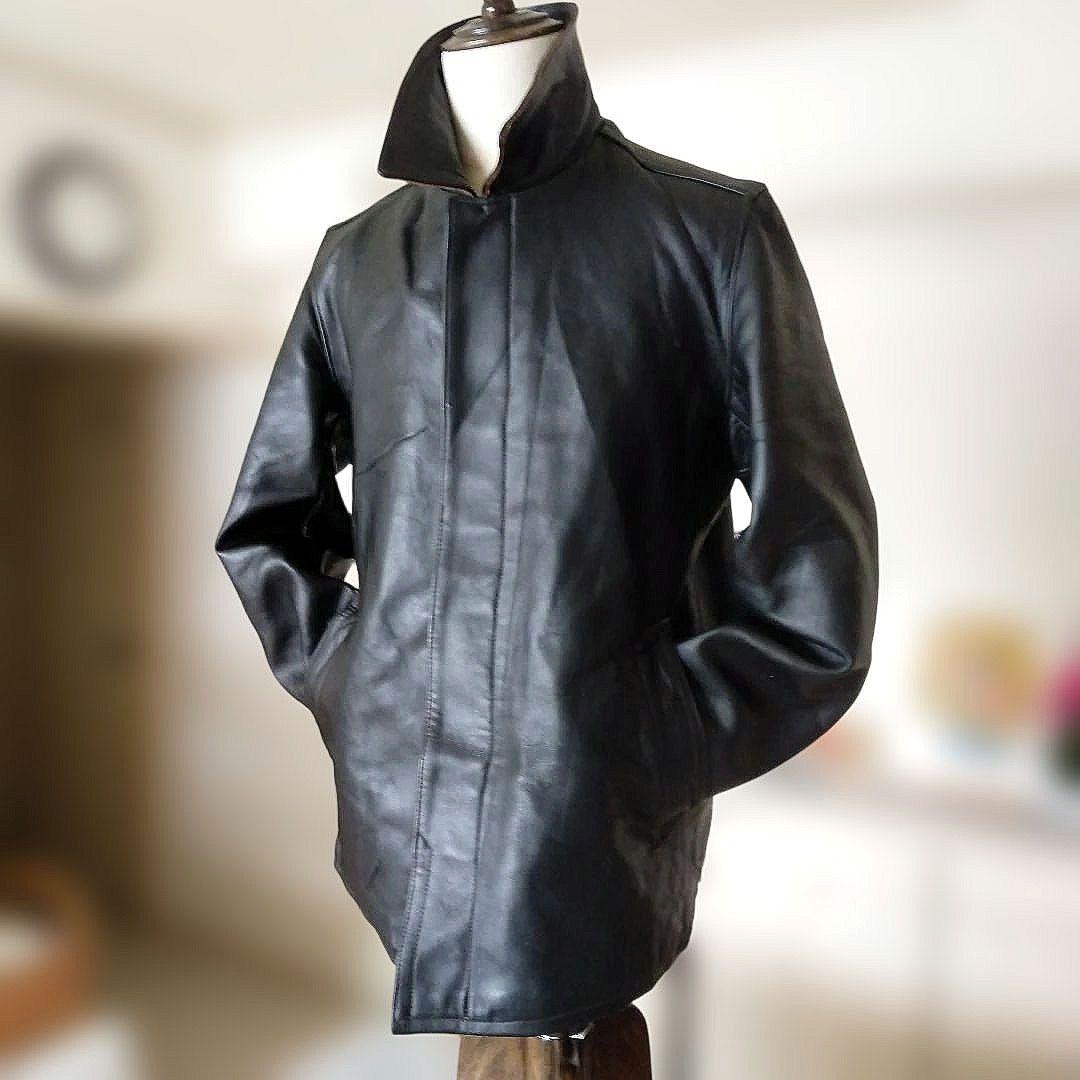 70s Vintage フランス軍 ファイヤーマン レザージャケット カーコート