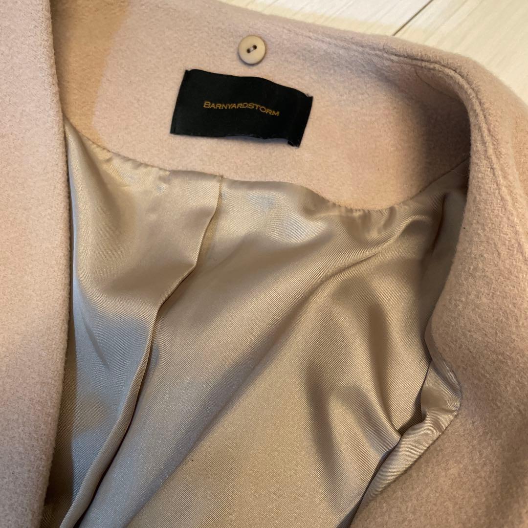 BARNYARDSTORM バンヤードストームストール付ノーカラーコートベージュ