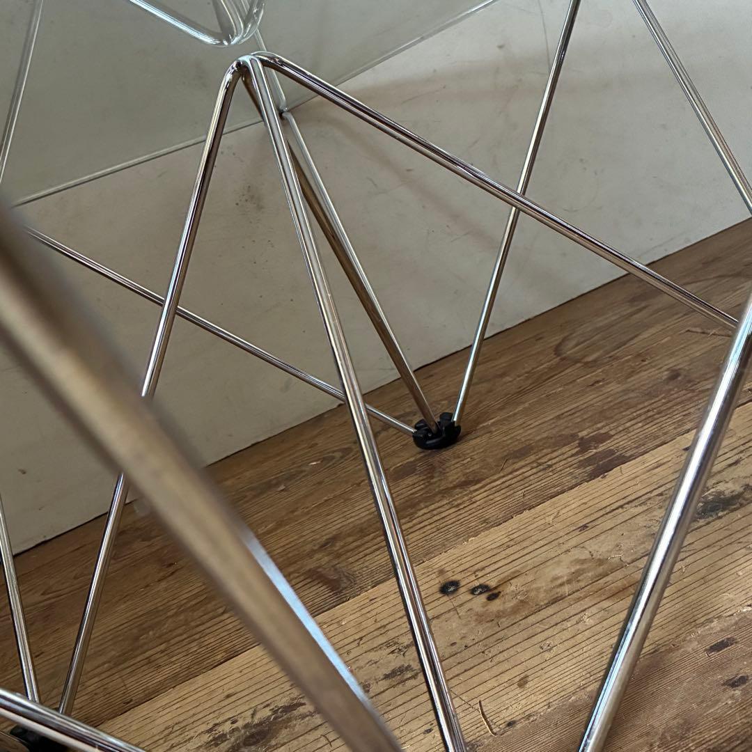 ヴィンテージ レトロ ガラス & クロム センターテーブル スペースエイジ