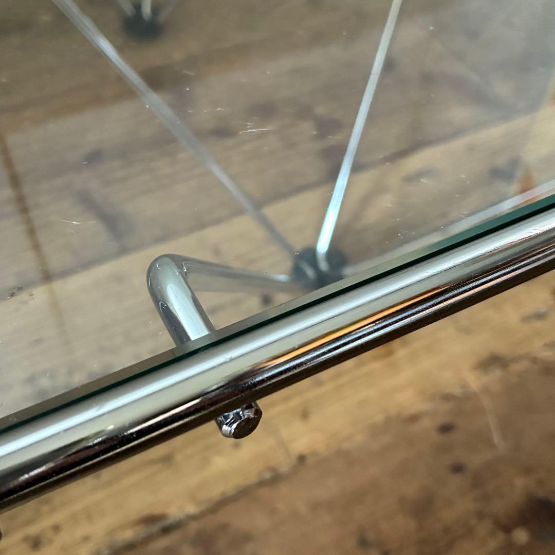 ヴィンテージ レトロ ガラス & クロム センターテーブル スペースエイジ