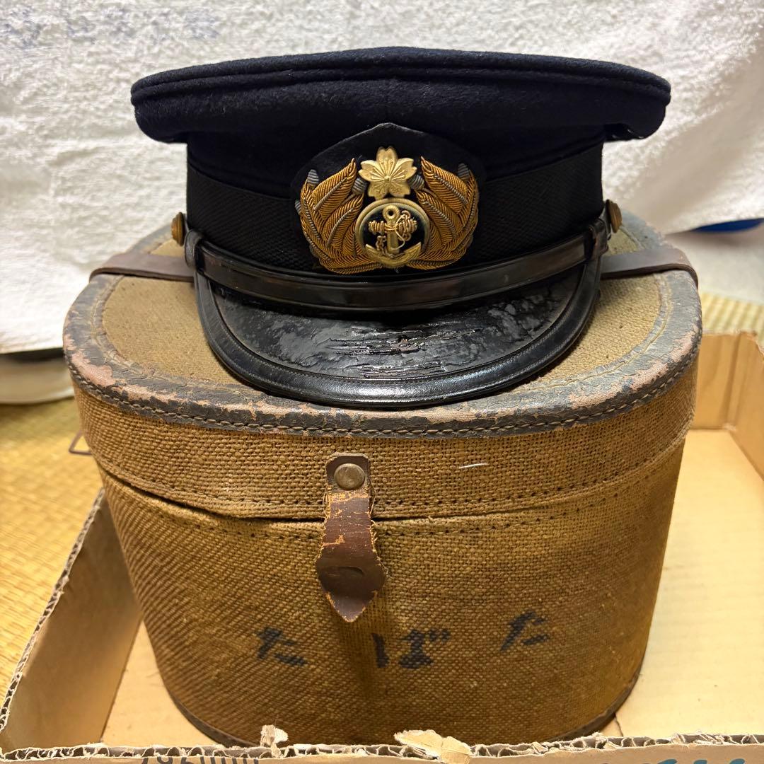 当時物　旧日本帝国海軍　制帽　帽子　軍帽　ネーム入り ミリタリー　箱付