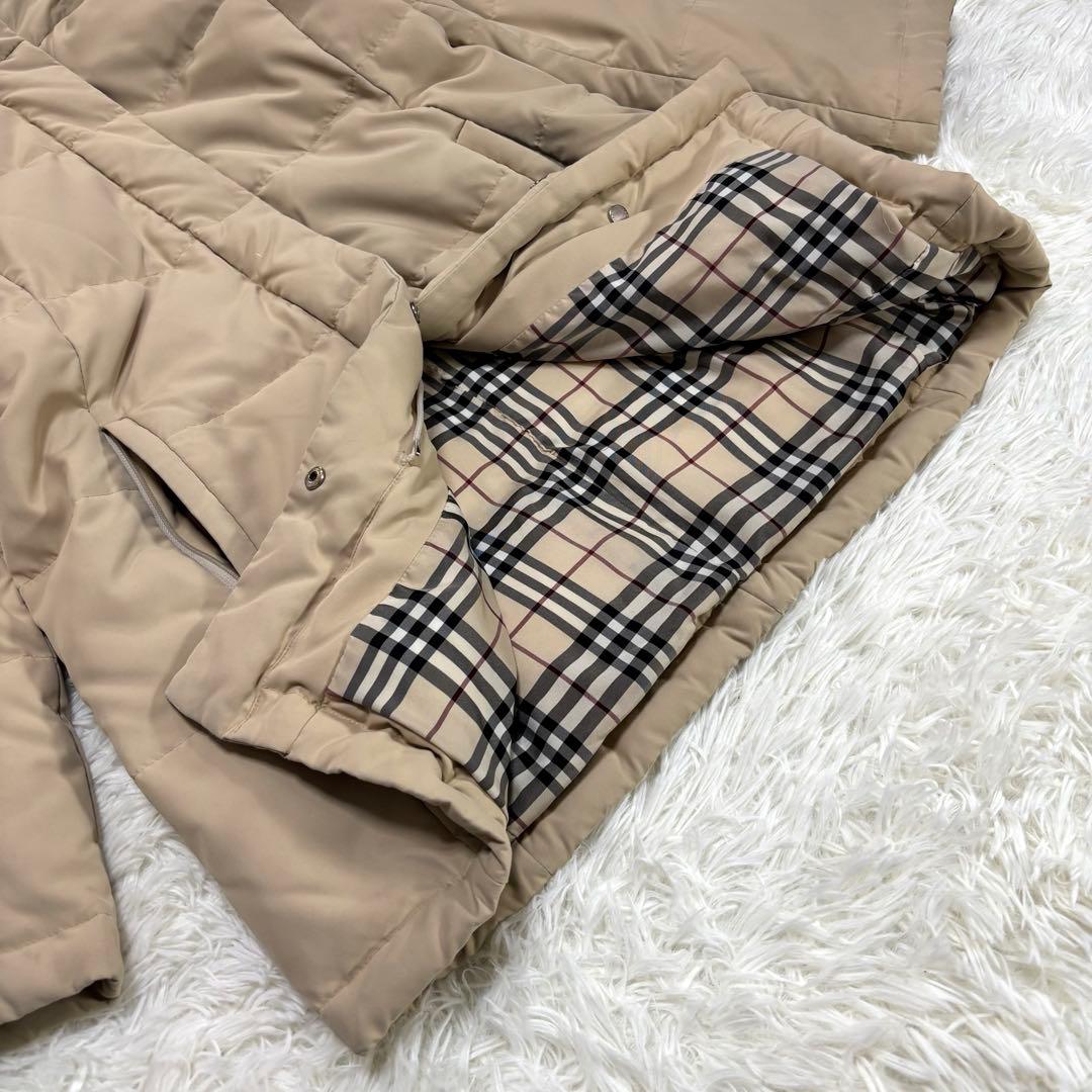 バーバリーロンドン ダウンコート ノバチェック フード収納 2WAYベージュ M