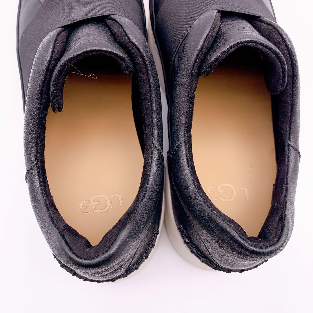 【極美品】UGG アグ リブ スニーカー レザー 厚底 ブラック 23cm