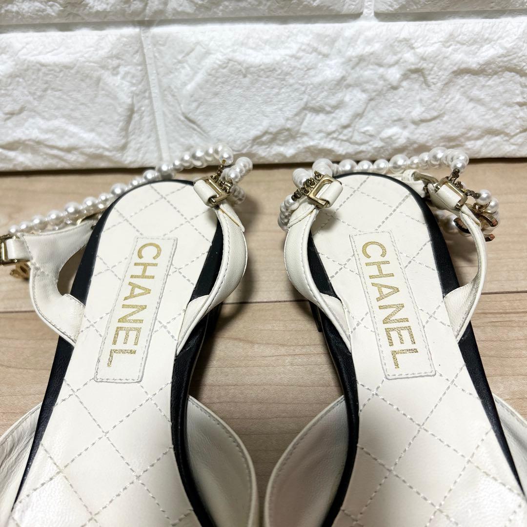 CHANEL シャネル パールスリングバック パンプス サイズ39C