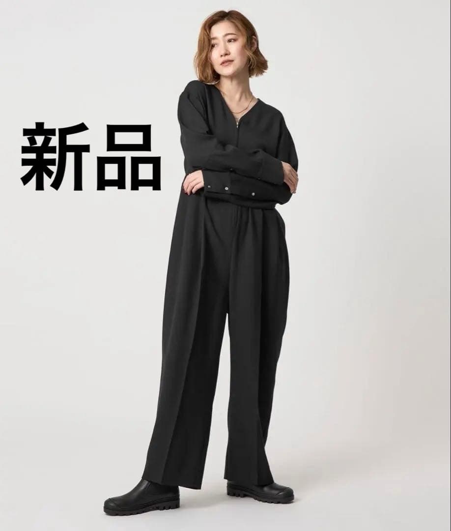 新品 conte フロントジップ Vネック オールインワン