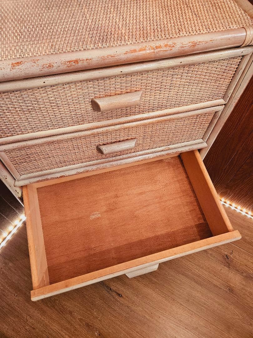 日本製 ラタンチェスト アンティーク加工 藤家具 ヴィンテージ 無垢材