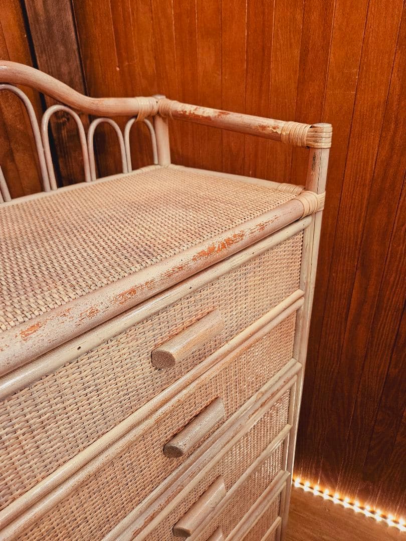 日本製 ラタンチェスト アンティーク加工 藤家具 ヴィンテージ 無垢材