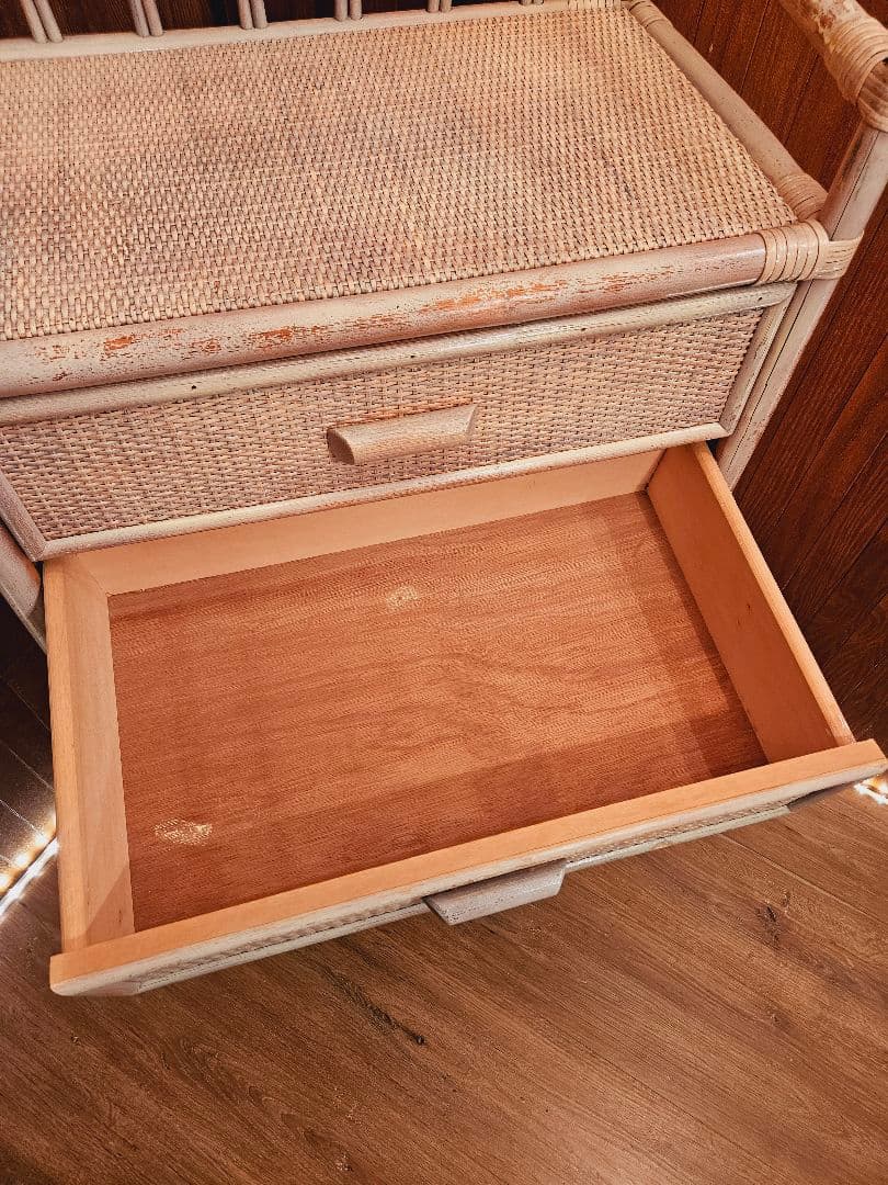 日本製 ラタンチェスト アンティーク加工 藤家具 ヴィンテージ 無垢材