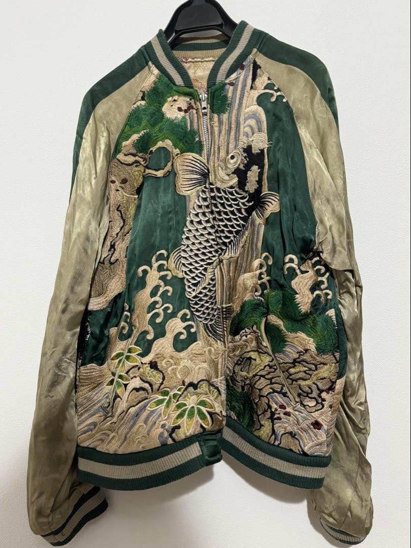 花旅楽団 スカジャン リバーシブル script 和柄 刺繍 鯉 SUKAJAN