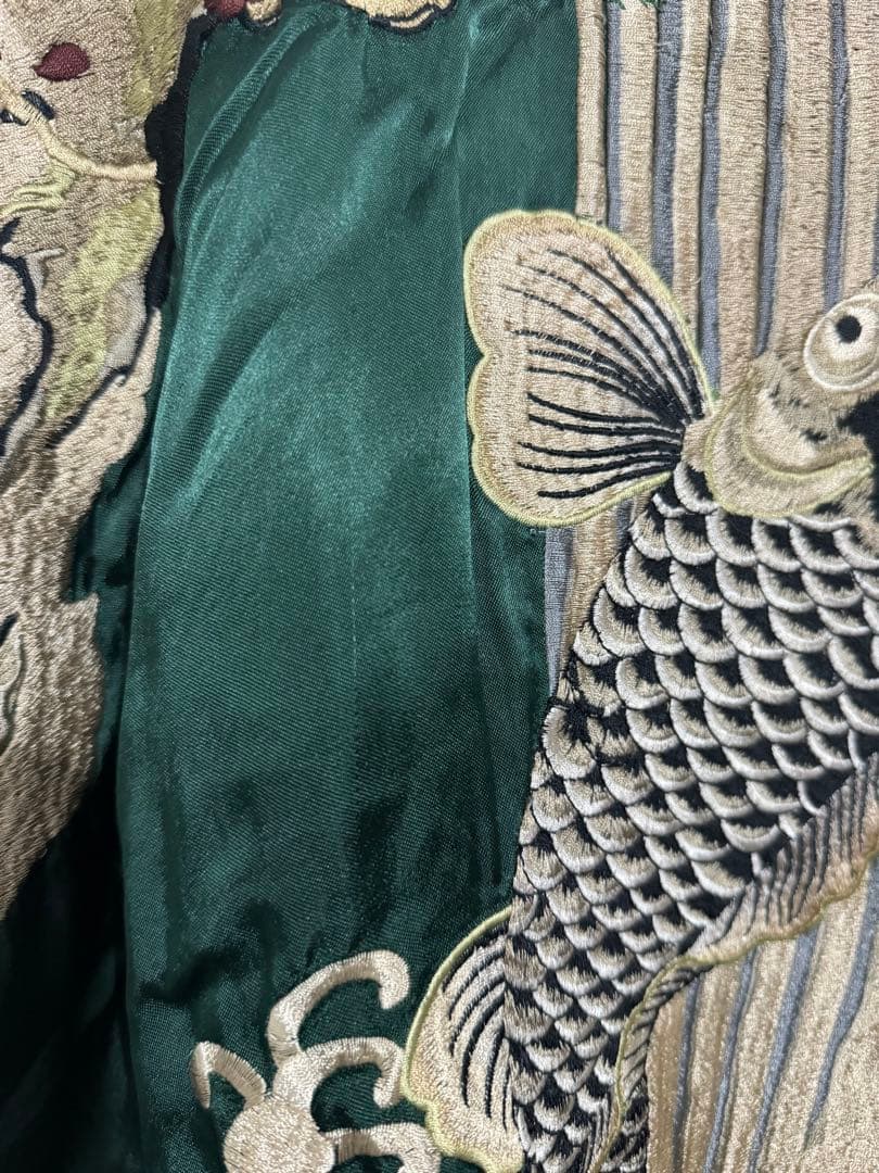花旅楽団 スカジャン リバーシブル script 和柄 刺繍 鯉 SUKAJAN