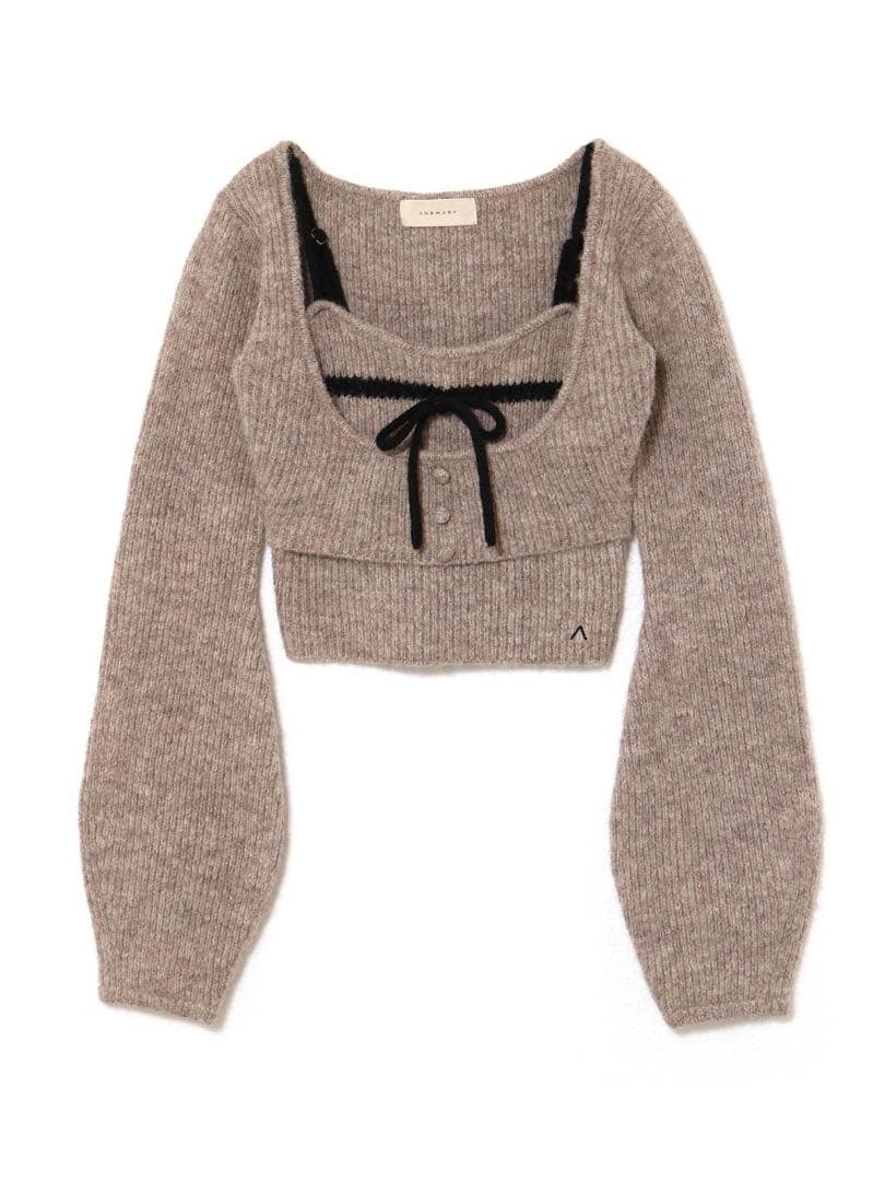 トップス ANDMARY Natalie ribbon set Mocha