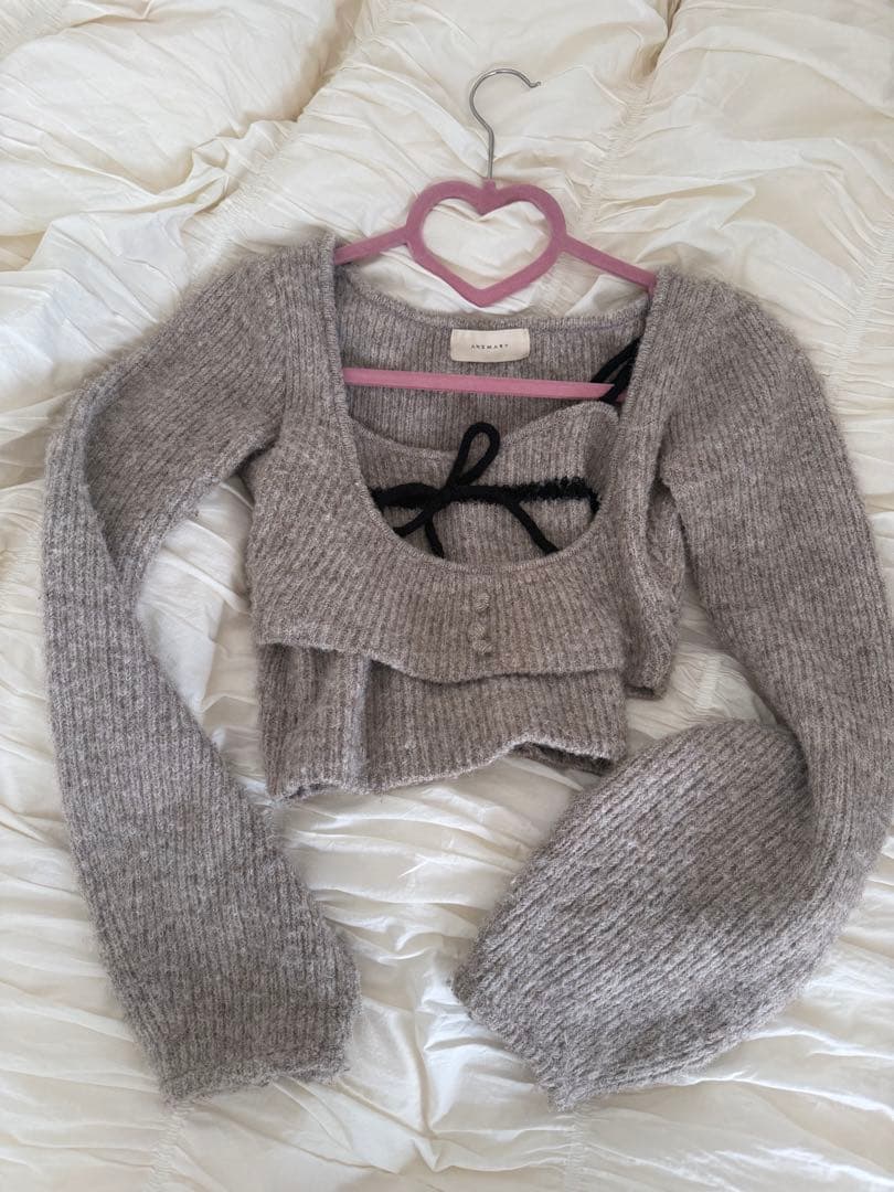 トップス ANDMARY Natalie ribbon set Mocha