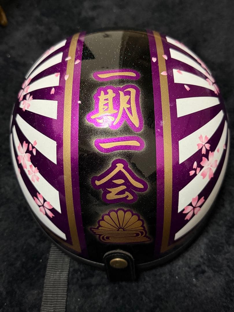 コルク半　カスタム　富士日章　3つボタン　ブラックホワイトパープル　ラメ　桜