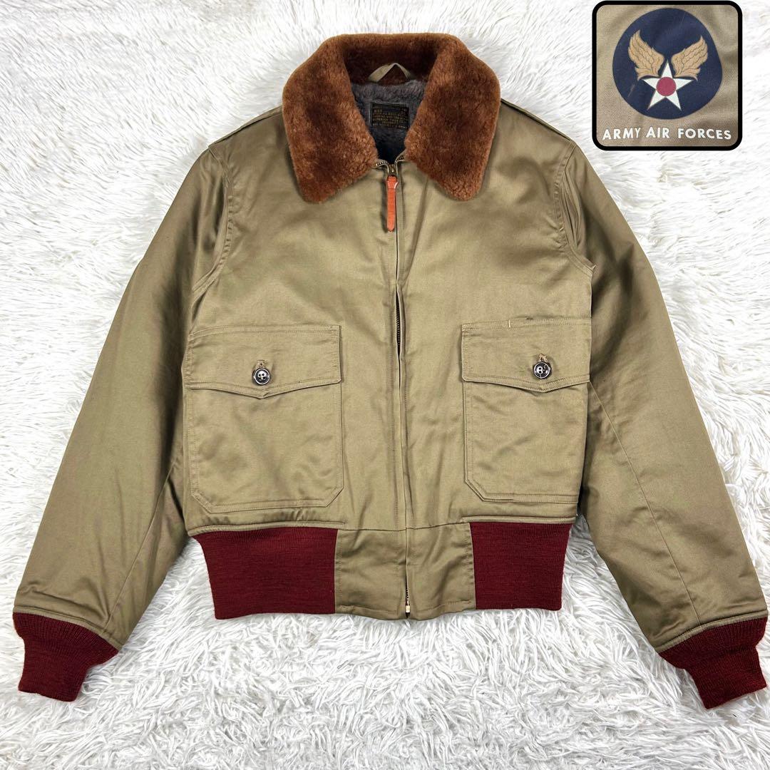 極美品 バズリクソンズ B-10 38 M 希少赤リブ アルパカ 東洋 復刻 緑