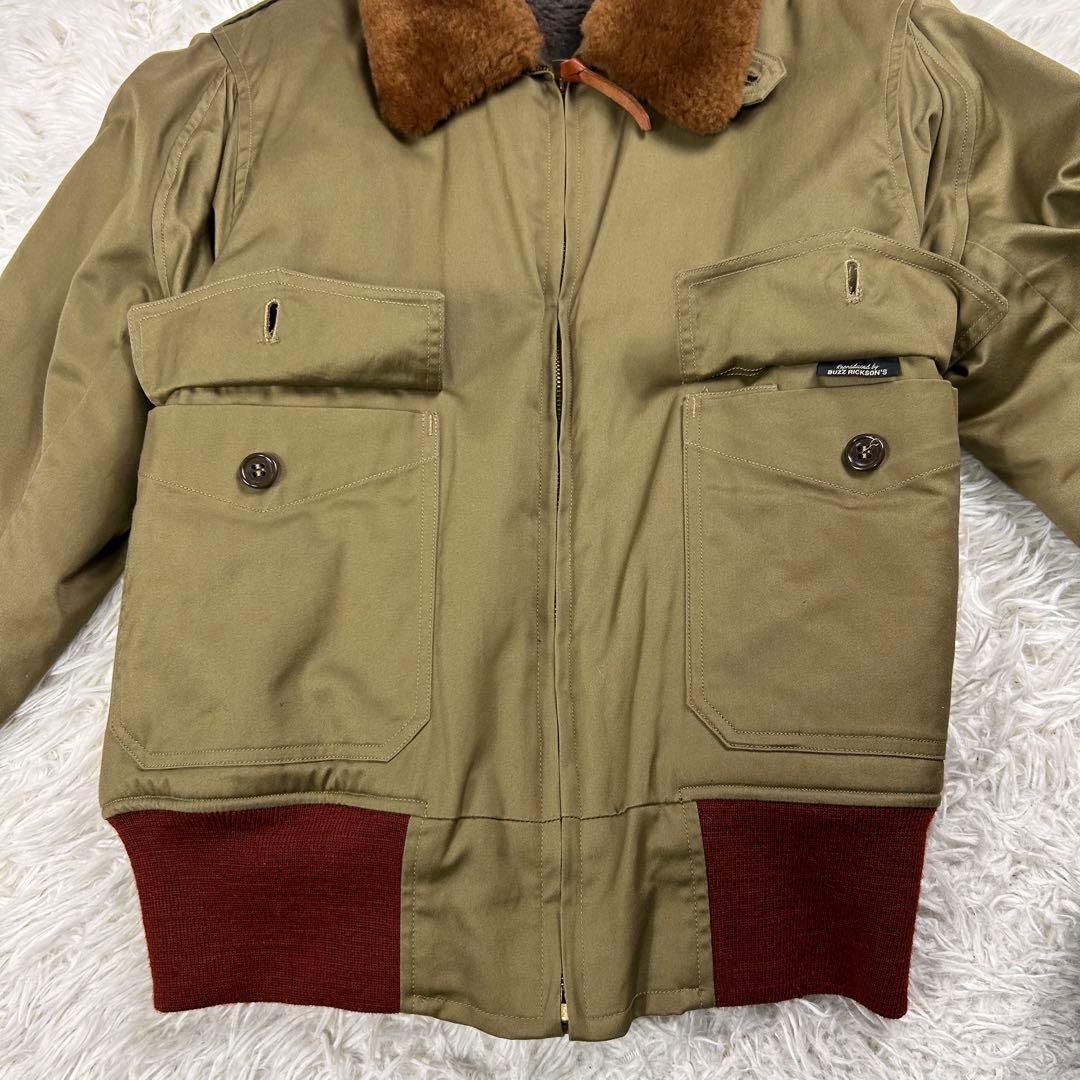 極美品 バズリクソンズ B-10 38 M 希少赤リブ アルパカ 東洋 復刻 緑