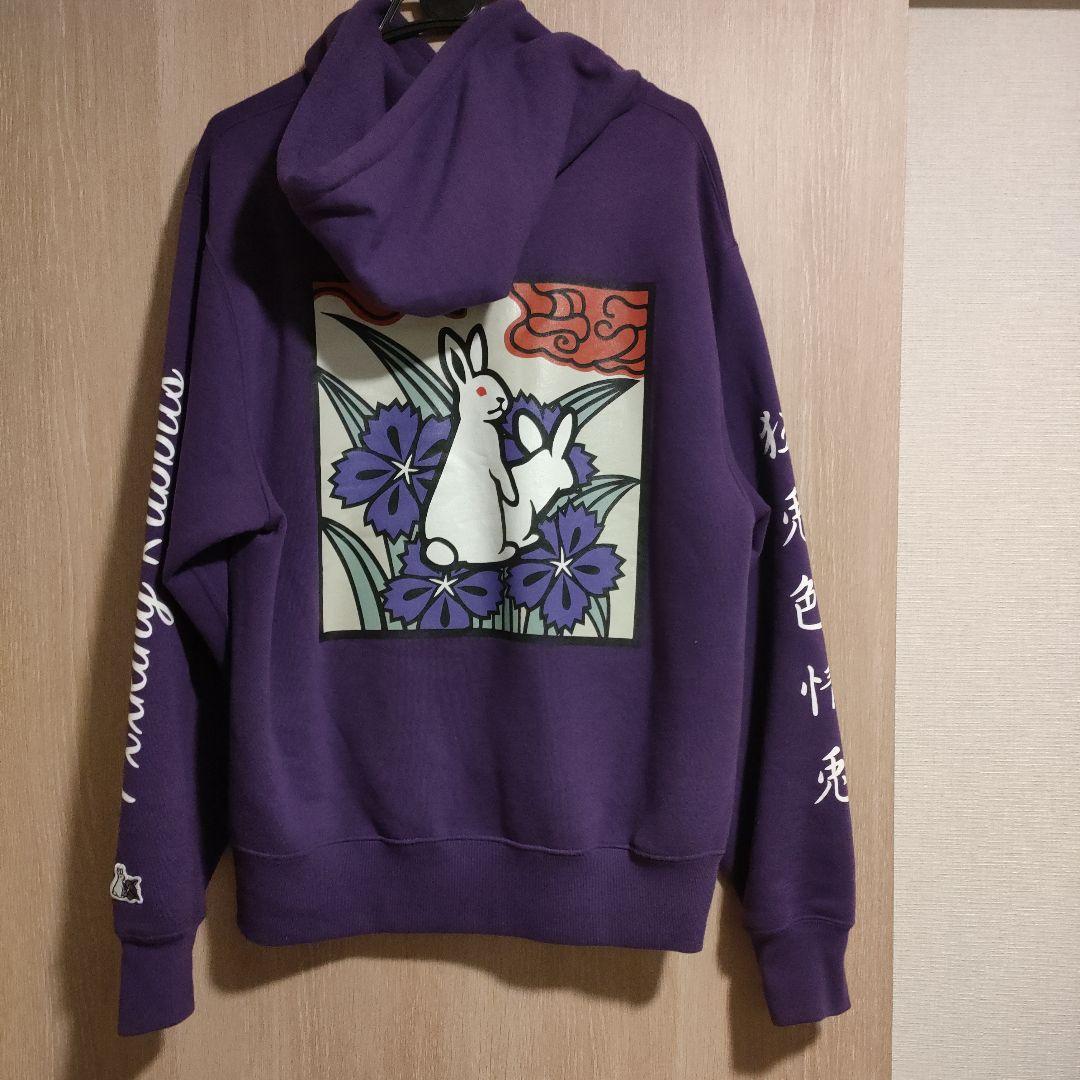 FR2 #FR2 和柄 兎 バックプリント プルオーバーパーカー パープル