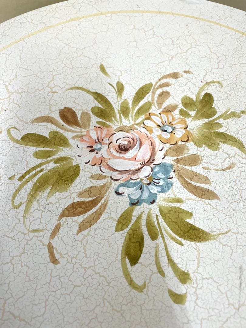 アンティーク風 サイドテーブル 電話台 円形 飾り台 シャビーシック