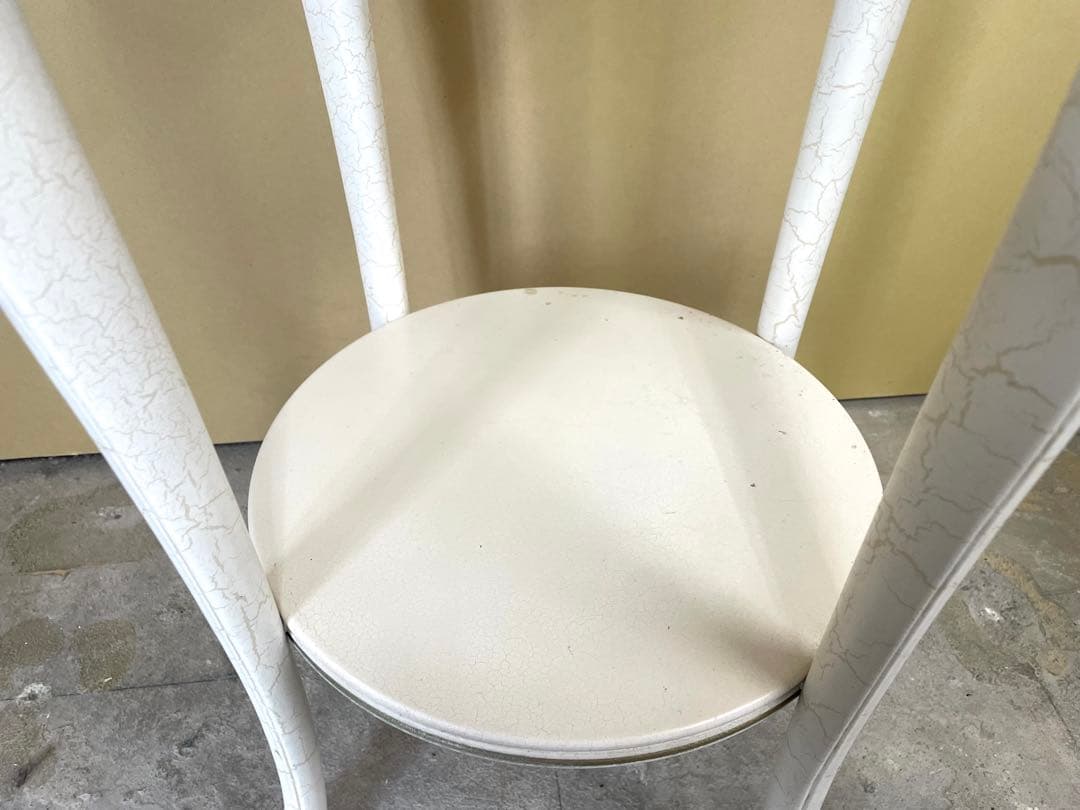 アンティーク風 サイドテーブル 電話台 円形 飾り台 シャビーシック