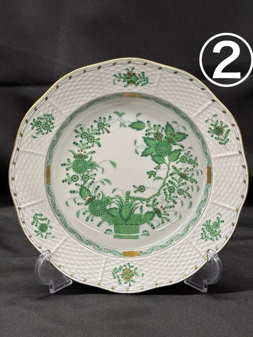 ② 【美品】HEREND インドの華　ディーププレート　ボウル　23cm