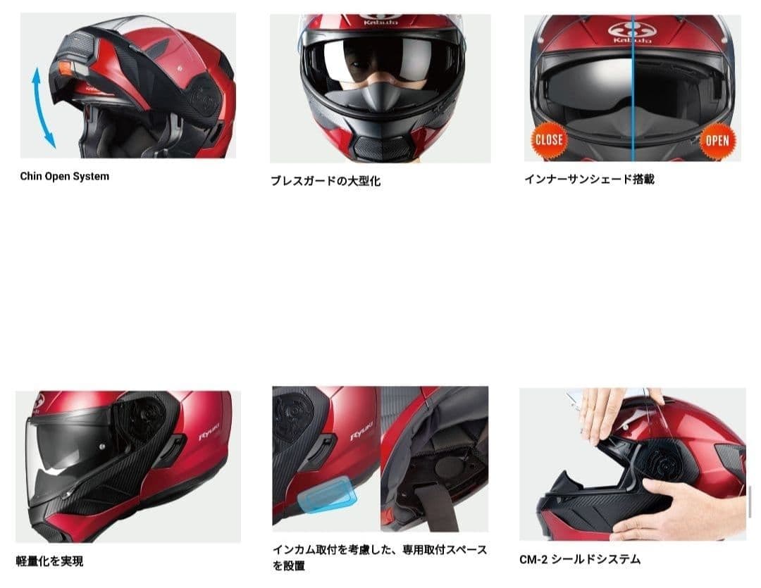 【美品】 OGK KABUTO ☆ RYUKI ☆システムヘルメット☆M☆白☆