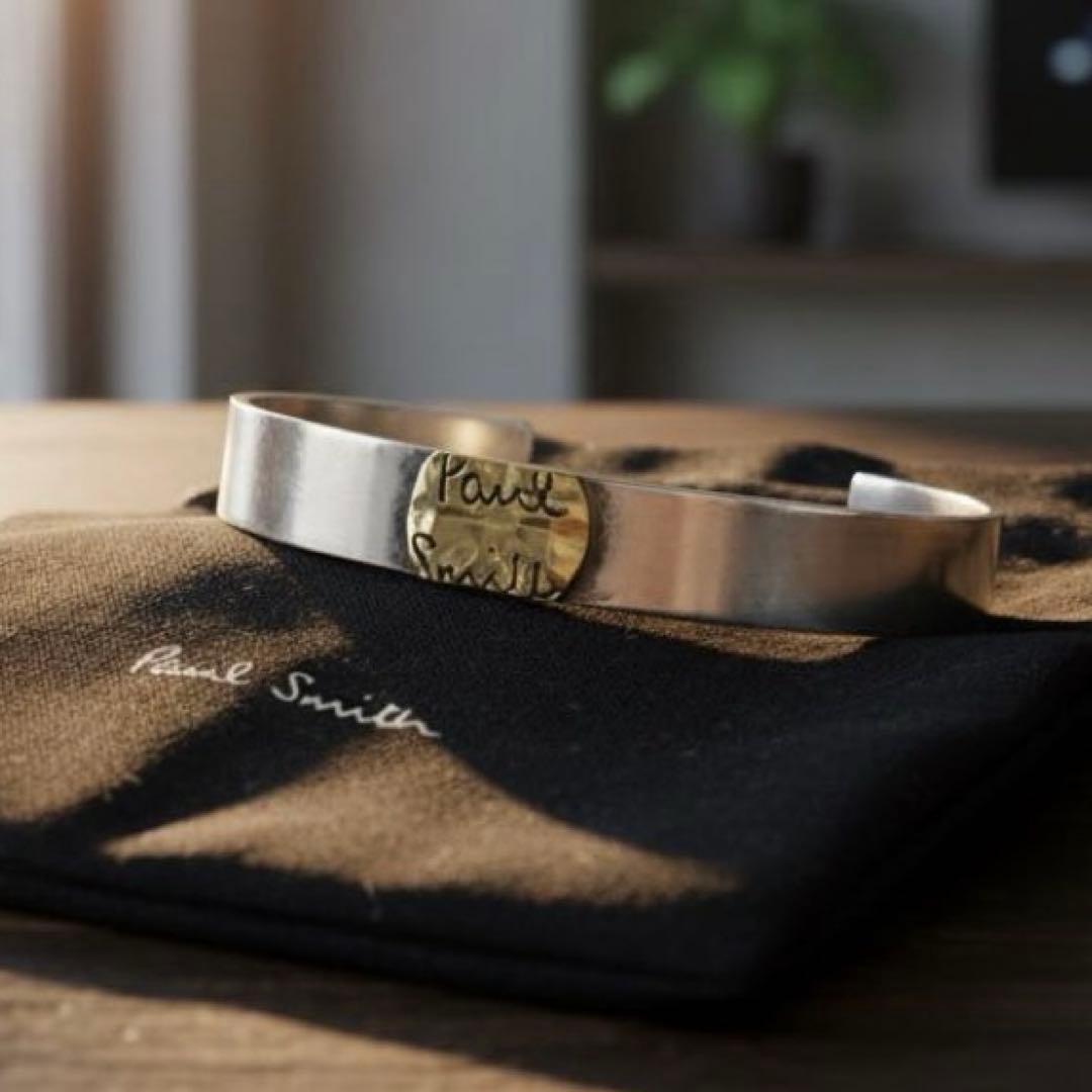 美品✨ Paul Smith メンズ ロゴプレート　クラフトマンシルバーバングル