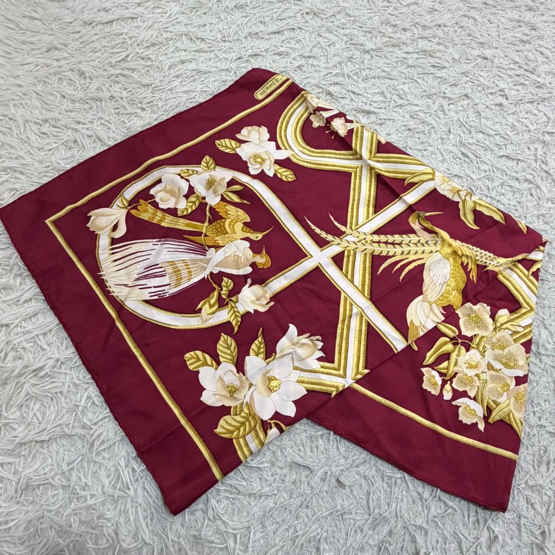 16641✨HERMES カレ90 Caraibes カリブ鳥 スカーフ